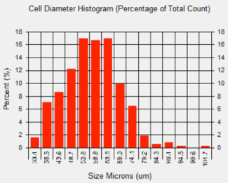 Adipocyte cell size histogram